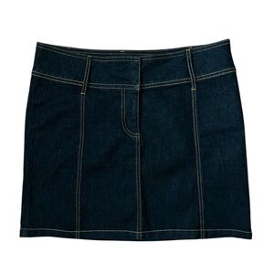 Bisou Bisou Size 12 Classic Denim Skirt Dark Wash Stetch Y2K Zipper No Pockets